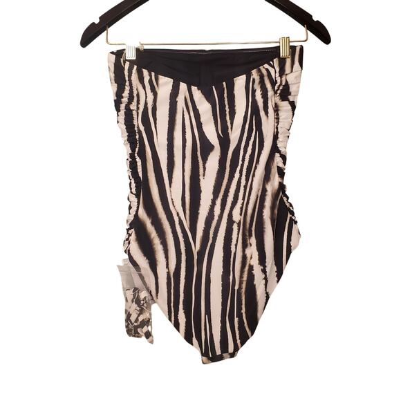 Seafolly Women's DD Cup Bandeau One Piece Swimsuit Zebra Ruched US 6 NWT NEW - Picture 13 of 16